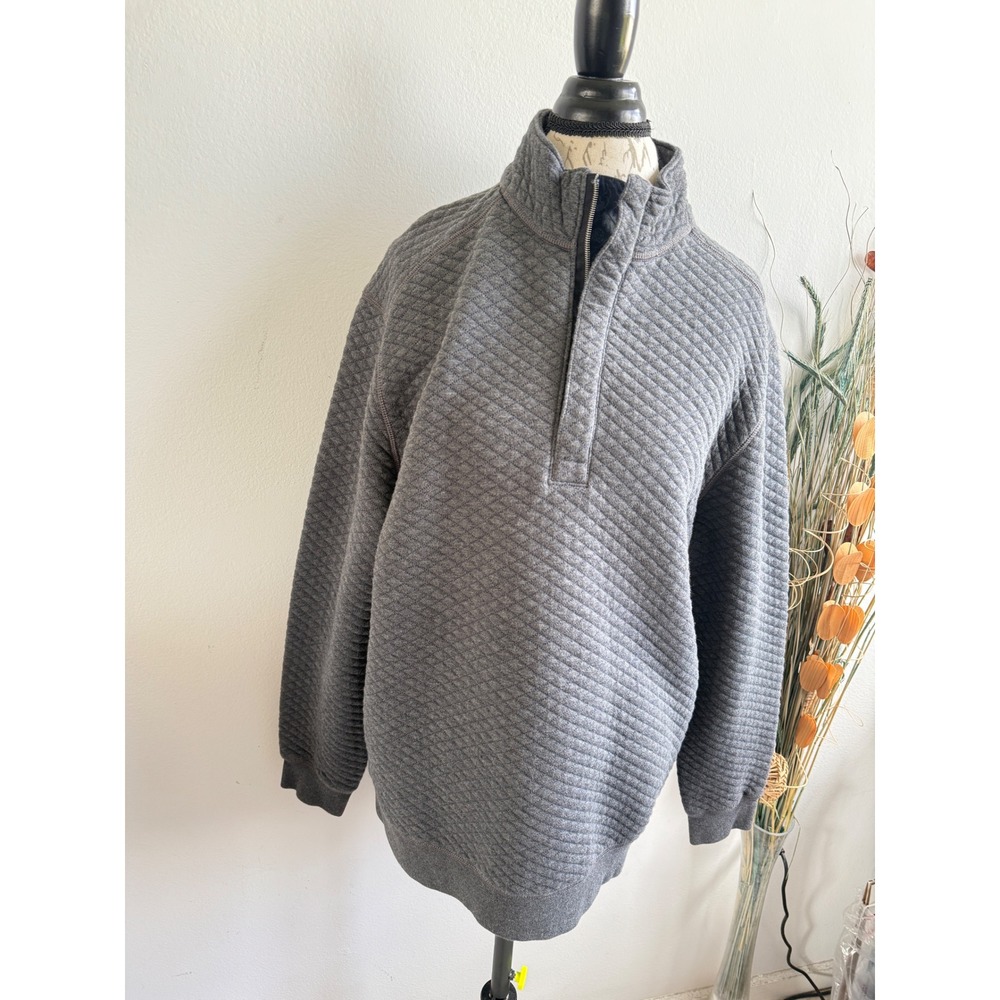 Tommy Bahama Mens Tobano Diamond Quilted Quarter Zip Pullover‎ Gray Size M
